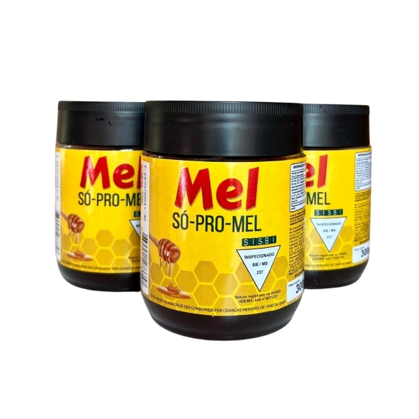 Mel SÓ-PRO-MEL - Pote 300g - Kit 12 potes