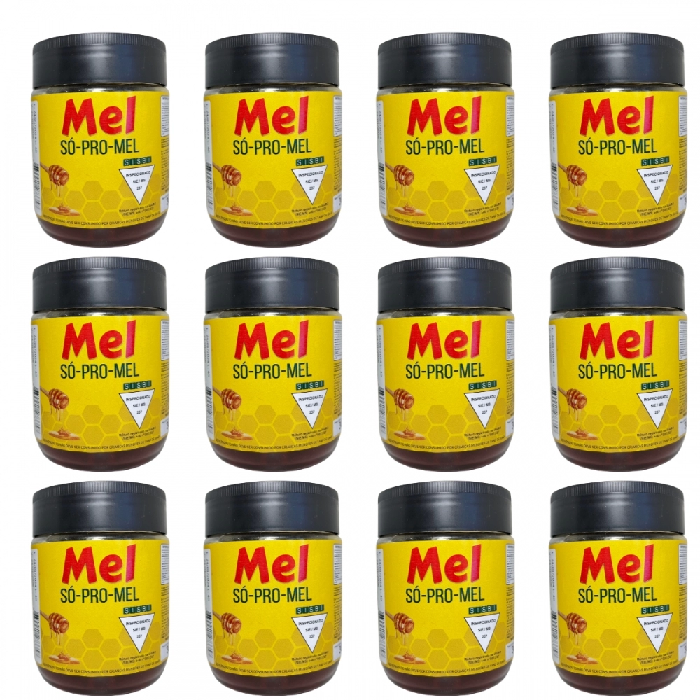 Mel SÓ-PRO-MEL - Pote 300g - Kit 12 potes